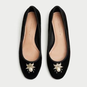Zara Velvet Bee Flats